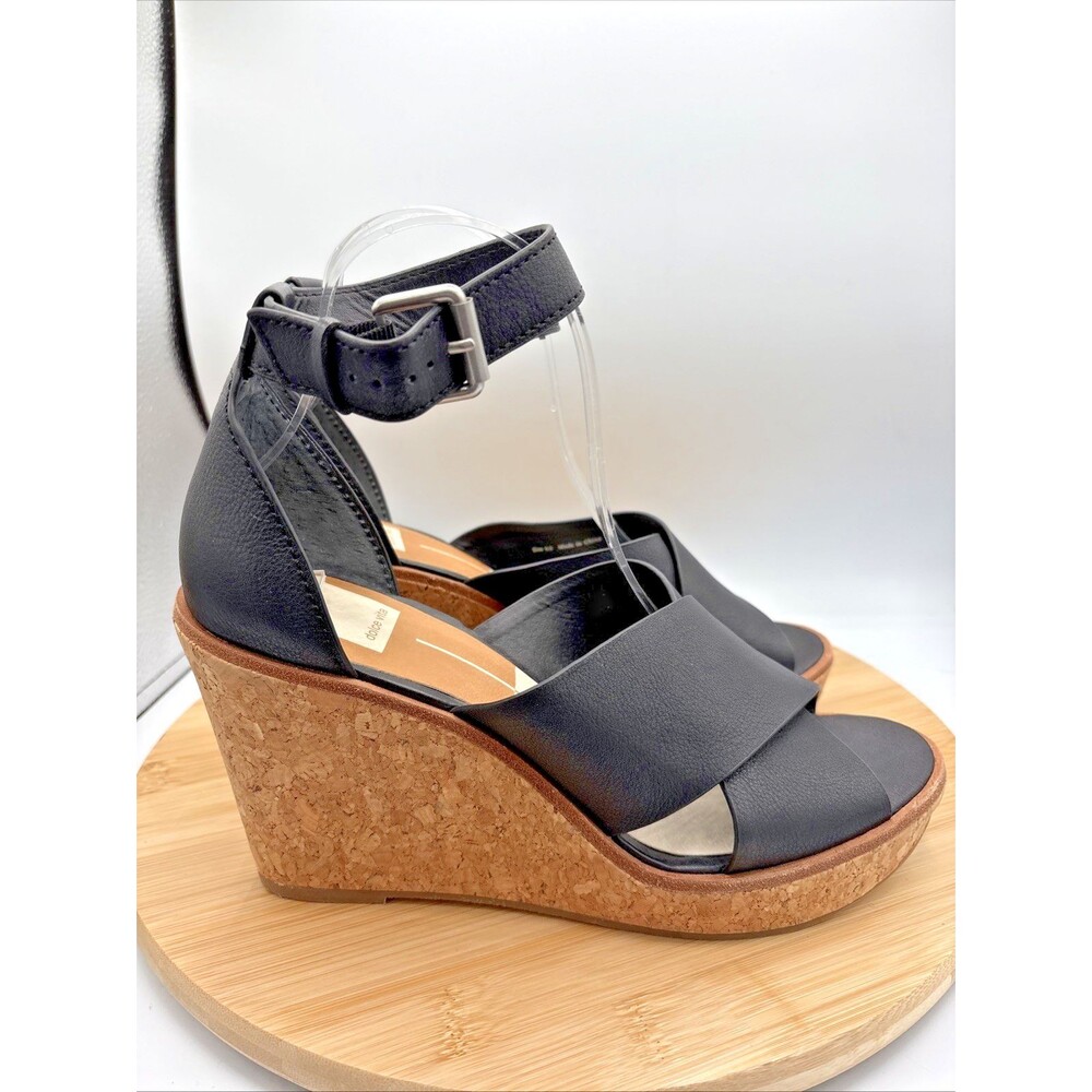 Dolce Vita Unbane Black Cork Wedge Sandal Open Toe Ankle Strap NWOT Size  9.5 - Picture 3 of 10